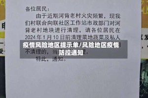 疫情风险地区提示单/风险地区疫情防控通知