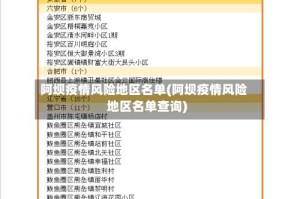 阿坝疫情风险地区名单(阿坝疫情风险地区名单查询)