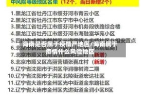 海南是否属于疫情严地区/海南属于疫情什么风险地区