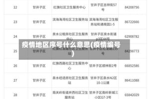 疫情地区序号什么意思(疫情编号)