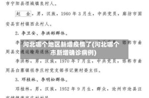 河北哪个地区新增疫情了(河北哪个市新增确诊病例)