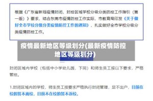 疫情最新地区等级划分(最新疫情防控地区等级划分)