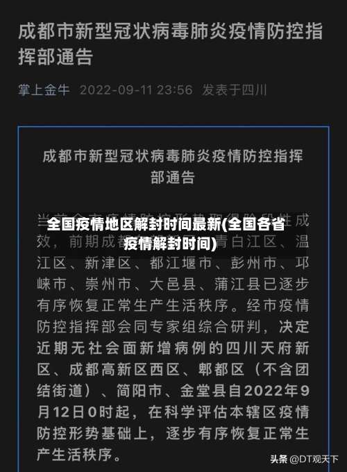 全国疫情地区解封时间最新(全国各省疫情解封时间)-第1张图片