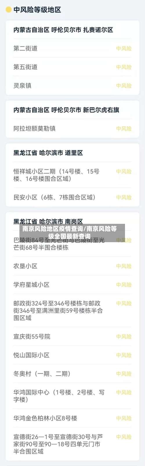 南京风险地区疫情查询/南京风险等级全国最新查询-第1张图片